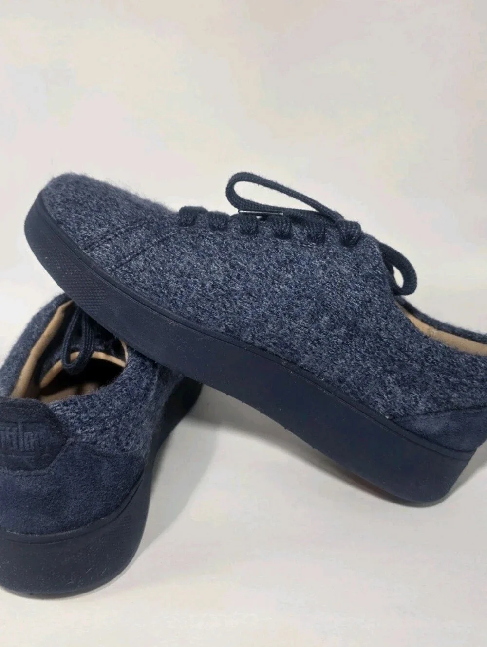 FitFlop Women’s Blue Wool Lace-Up Sneakers Size 5 | Cushioned Comfort Walking - Picture 4 of 6